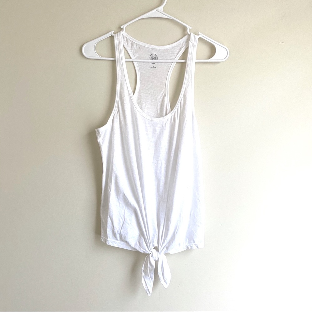SO White Racerback Front Tie Tank